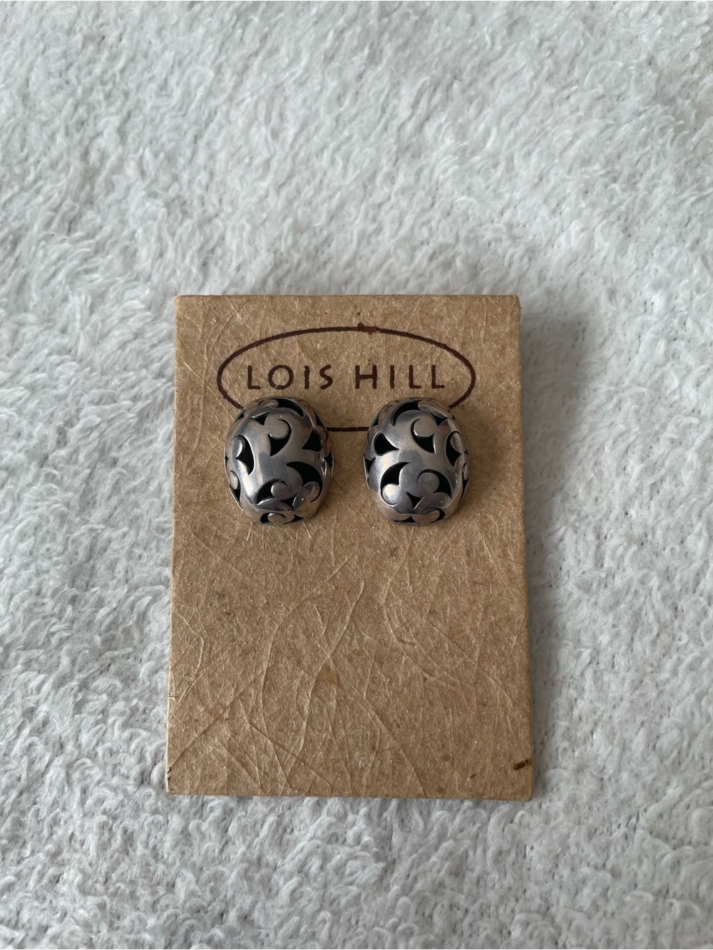 Vintage Lois Hill 925 Sterling Silver Filigree Dome Earrings